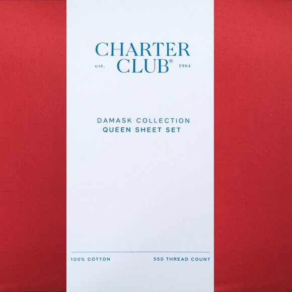 RED CURRANT Charter Club Damask Solid 550 TC 100% Cotton QUEEN Sheet Set - Picture 10 of 10